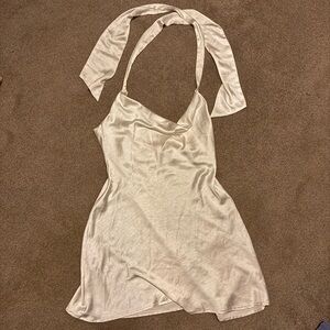 Halter Tie Silk Dress
